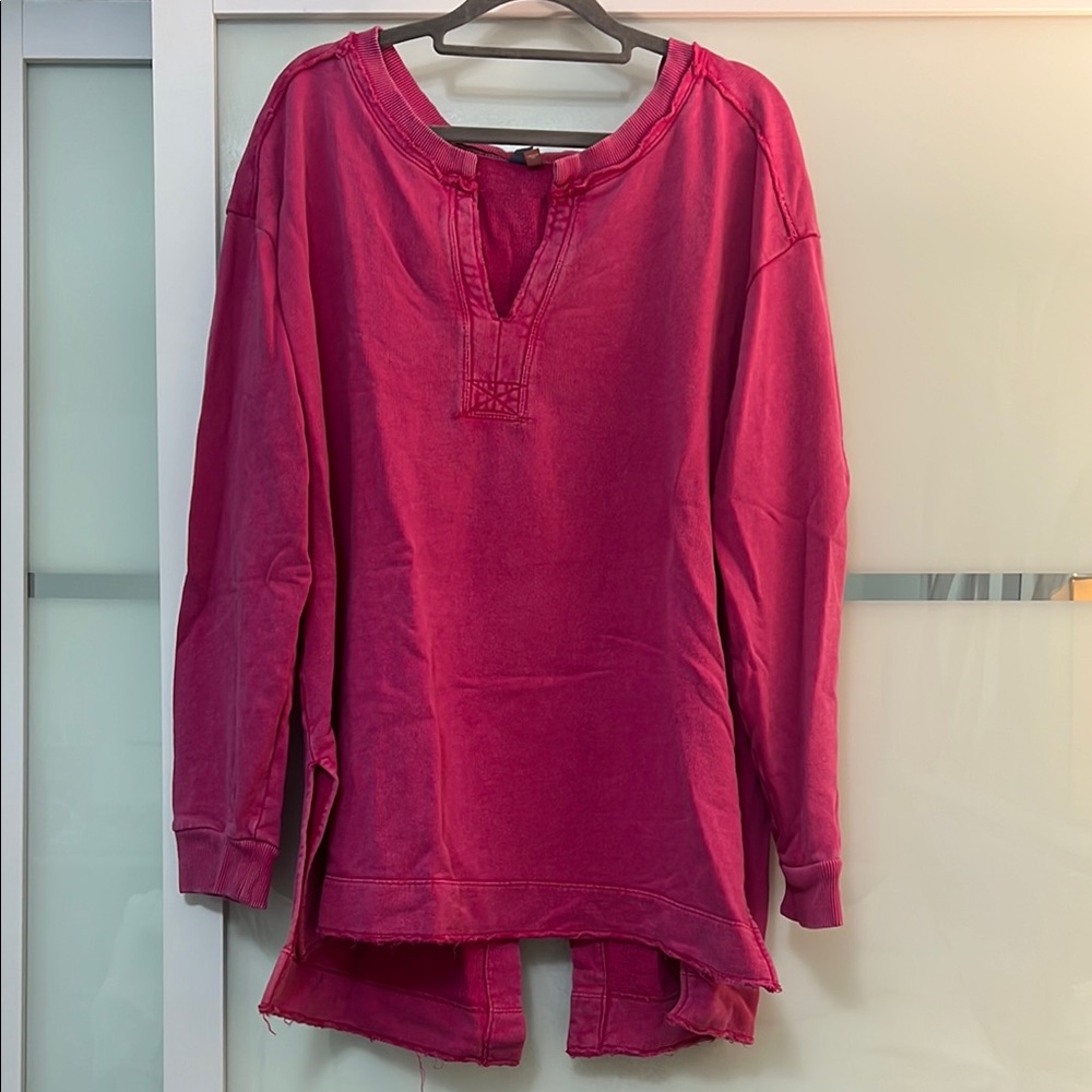 Anthropologie Pilcro Pink sweater with slit at back